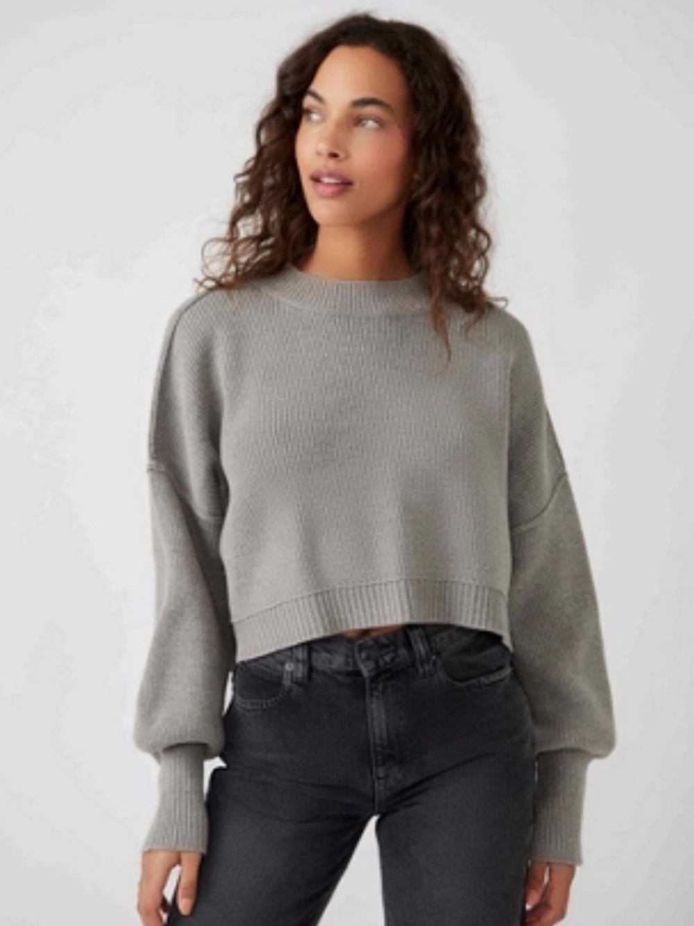 Free People Easy Street cropped Sweater - Light Gray